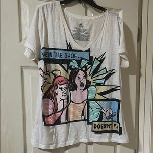 Disney White Cinderella Graphic T-Shirt Relaxed Short Sleeve Women’s Large